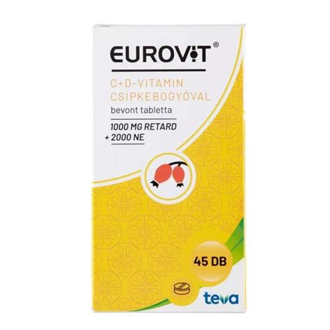 EUROVIT C D vitamin csipkebogyóval bevont tabletta 45db