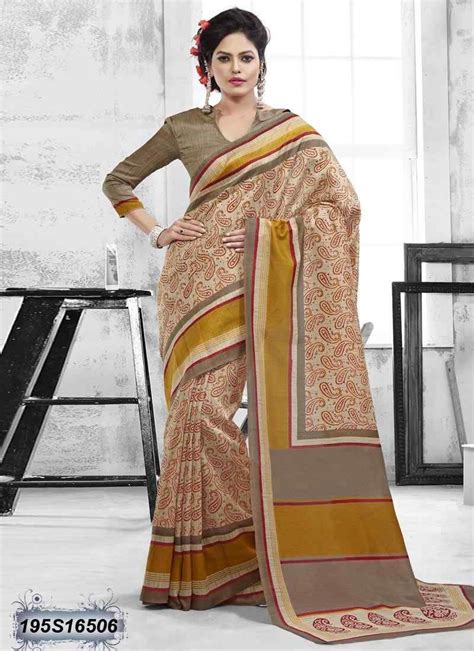 Ambitious Beige Coloured Bhagalpuri Silk Saree Casual Saree Lehenga