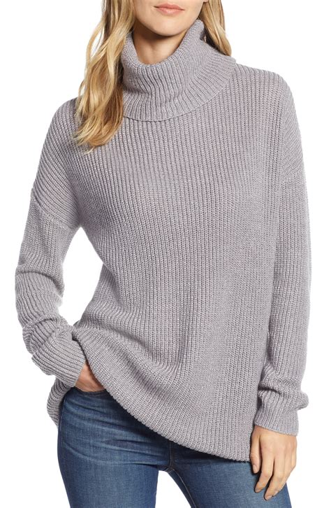 Halogen® Oversize Turtleneck Tunic Sweater Nordstrom Turtleneck