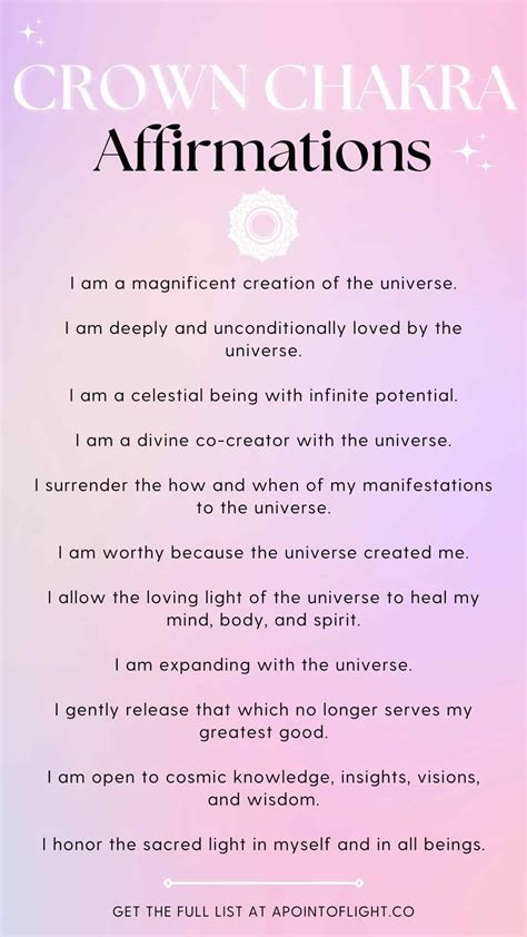 55 Crown Chakra Affirmations (Connect to the Abundant Universe) - A ...