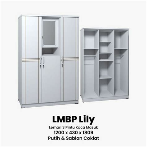 Jual Lemari Pakaian Kayu 3 Pintu Minimalis Lemari Olympic Lmbp Lily