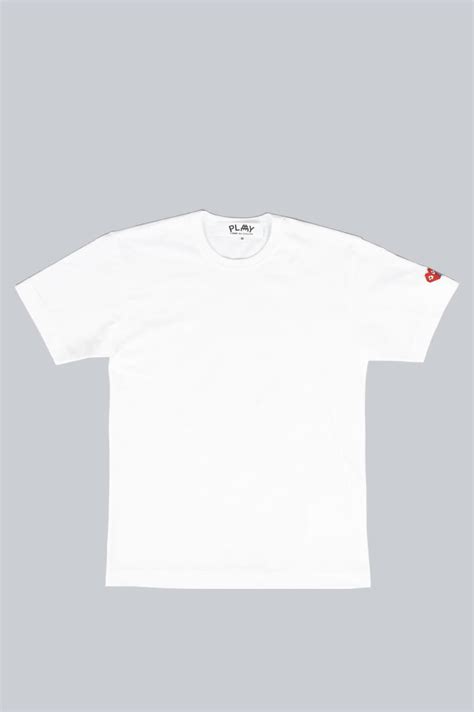 Comme Des Garcons Play Invader Sleeve Heart T Shirt White Blends