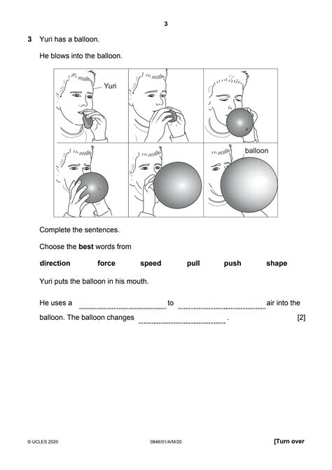 Solution Cambridge Primary Checkpoint Science April Paper