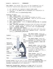 OCR Biology 2 1 Microscopy Docx Lesson 4 Section 2 1