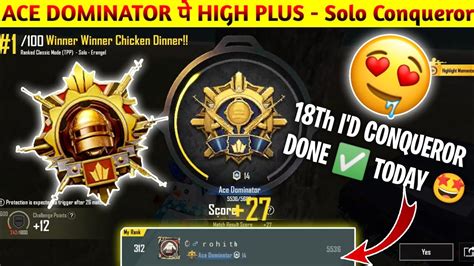 🔥day 34 🤩 Ace Dominator पे High Plus Bgmi Solo Conqueror Push Tips