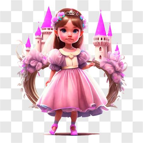 Download Princess In Pink Dress At Castle Png Online Creative Fabrica