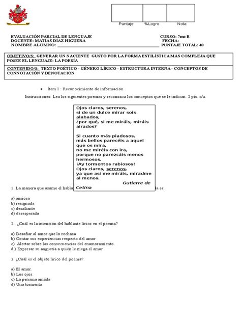 PDF Evaluación Parcial Género Lírico DOKUMEN TIPS