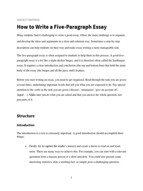 How To Write A Five Paragraph Essay Pdf Driving Under The Influence Essays