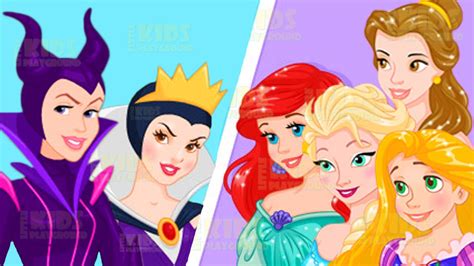 Disney Princesses Vs Villains Elsa Rapunzel Ariel Snow White Dress Up Game Youtube