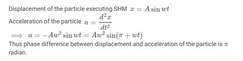 The Phase Difference Between Displacement And Acceleration Of A