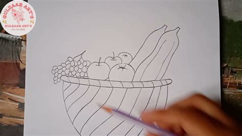 how to draw a basket with fruits