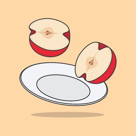 Premium Vector Pieces Of Apple Fruit On A Plate Cartoon Vector