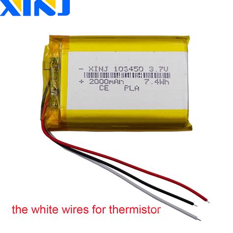 3 7V 2000mAh 7 4Wh Rechargeable Li LiPo Battery 103450 NTC Thermistor 3