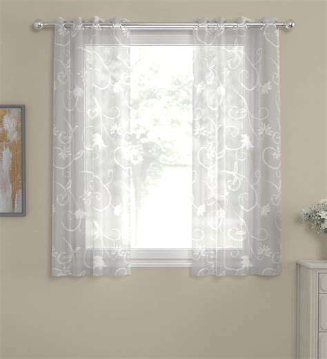 Buy White Sheer Polycotton Feet Eyelet Curtain At Off By