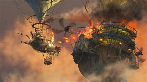 Steam Fantasy - Take a look at this spectacular airship battle!...