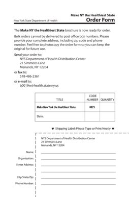 Fillable Online Health Ny Prevention Agenda Order Form New York State