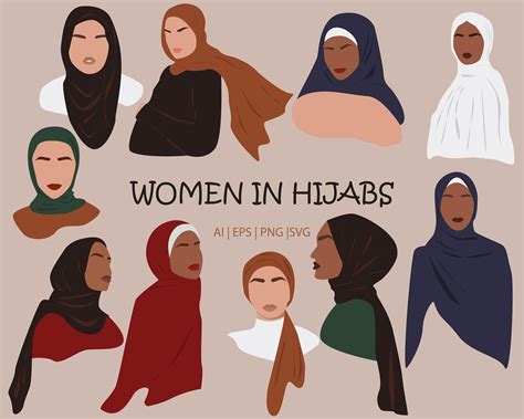 Abstract Women In Hijabs Clipart Muslim Clip Art Hijab Clipart