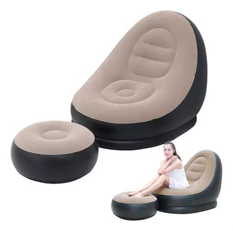 Sof Tumbona Silla Inflable Reposa Con Pies Puff Cm Cuotas Sin