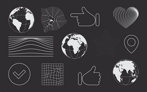 Retro futuristic elements for design. Earth globes. Abstract shapes. Geometric shapes. Vector ...