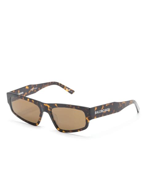 Balenciaga Tortoiseshell Effect Square Frame Sunglasses Reversible