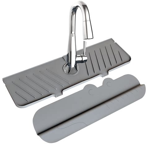 CHUPcheek Silicone Sink Splash Guard Bundle Gray Includes 1 Front