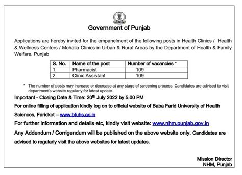 NHM Punjab Recruitment 2022 For 779 CHO And Other Posts Apply Online