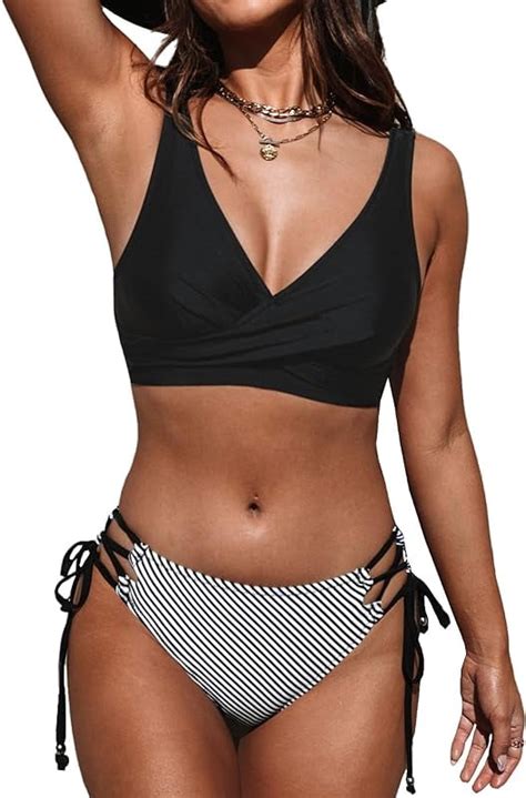 Women S Bikini Swimsuit Front Cross Lace Up Two Piece Bathing Suit