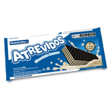 BISCOITO WAFER ATREVIDOS ITAMARATY 80GR CHOCOLATE BRANCO CX 50 UN