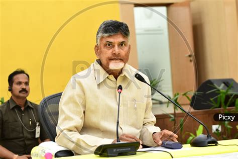 Image Of Former Ap Chief Minister Chandra Babu Naidu During A Press