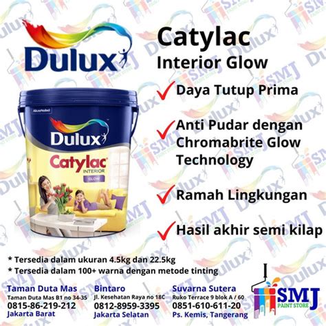 Jual CAT TEMBOK DULUX CATYLAC INTERIOR GLOW PUTIH 1501 TINTING 22 KG