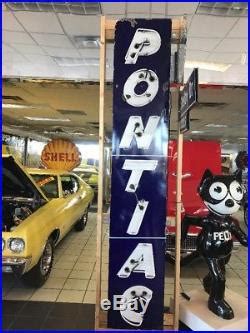 S Vintage Pontiac Dealership Vertical Neon Advertising Porcelain