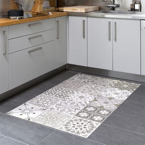 Tapis vinyle carrelages nuances de gris Roméo 60 x 100 cm Stickers