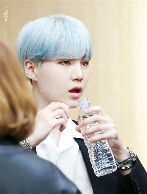 Ice Blue Hair Min Yoongi Why Is He Looking So Funckin Hot Omg Cant