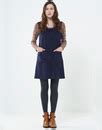 Nomads Retro Sixties Mod Corduroy Pinafore Dress In Navy