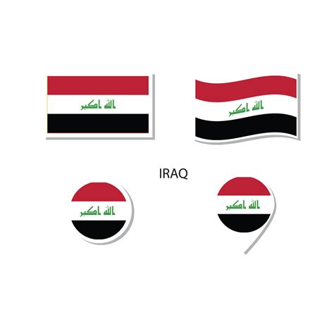 Iraq Flag Logo Icon Set Rectangle Flat Icons Circular Shape Marker