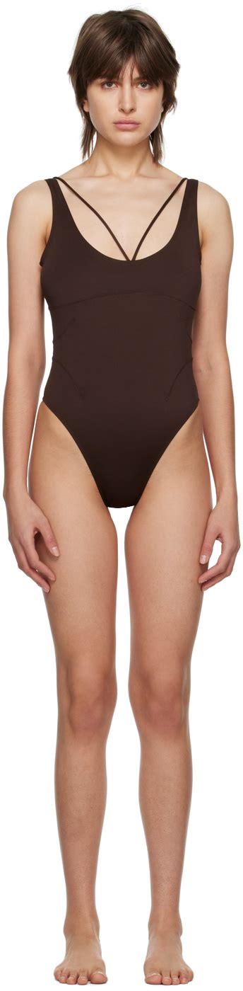 Jacquemus Brown Le Raphia Le Maillot Signature One Piece Swimsuit