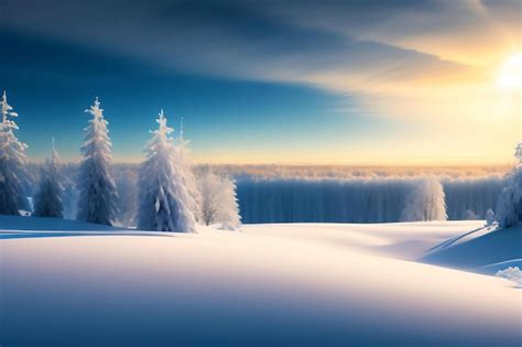 Fondo De Pantalla De Nieve Y Sol Para Escritorio Foto Premium