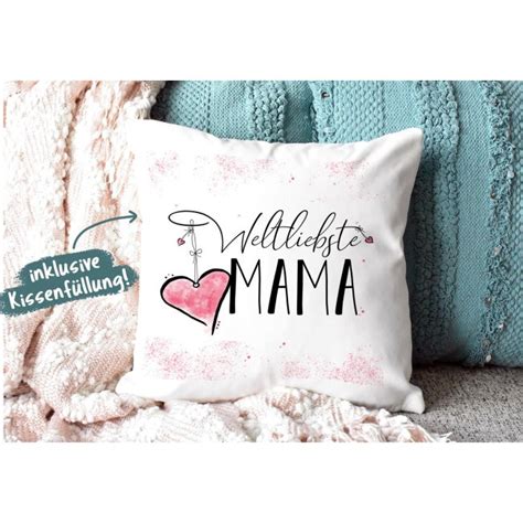 Geschenk Set Weltliebste Mama Kissen Und Tasse Rosa Print Royal