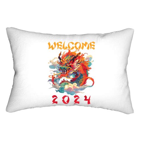 Welcome 2024 Dragon 2024 Happy Chinese New Year Lumbar Pillows Sold By