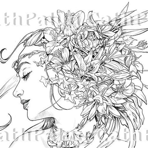 Anemone Coloring Page For Adults Grayscale Coloring Page Etsy Grayscale Coloring Adult