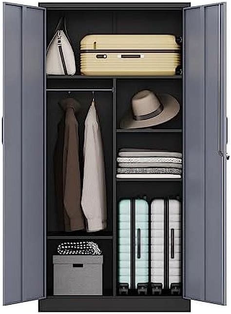 Hblukdl Metal Wardrobe Cabinet With Locking Doors Metal Armoire Closet