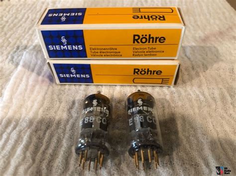 Matched Pair Nos Siemens E Cc O Getter Gold Pin Tubes For Sale