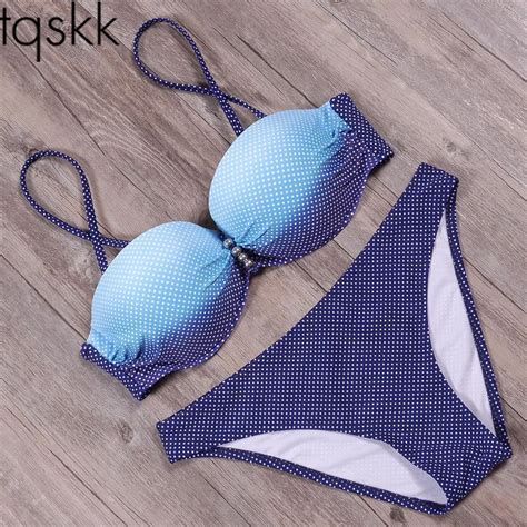 Tqskk 2019 Sexy Push Up Bikinis Women Swimsuit Bandeau Swimwear Female