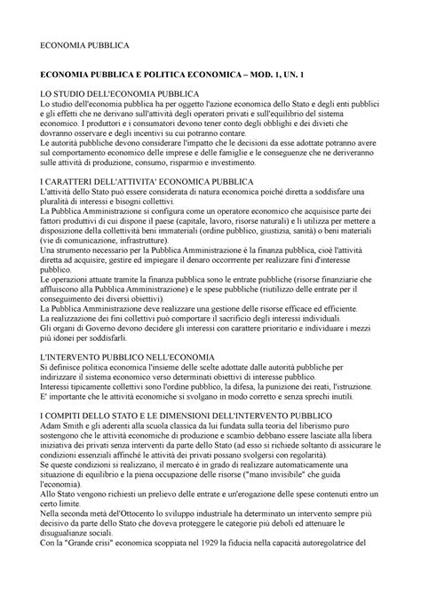 Appunti Di Economia Pubblica ECONOMIA PUBBLICA ECONOMIA PUBBLICA E