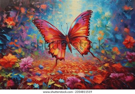 Oil Painting On Canvas Butterfly On Stock Illustration 2354811519 ...