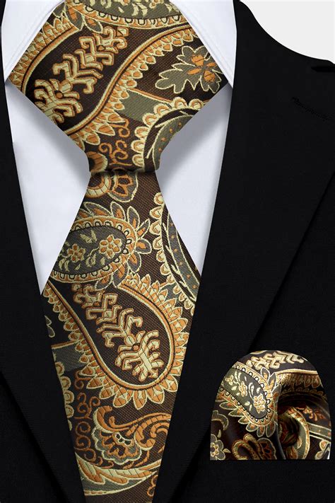 Gold Paisley Tie And Pocket Square Set Gentlemans Guru