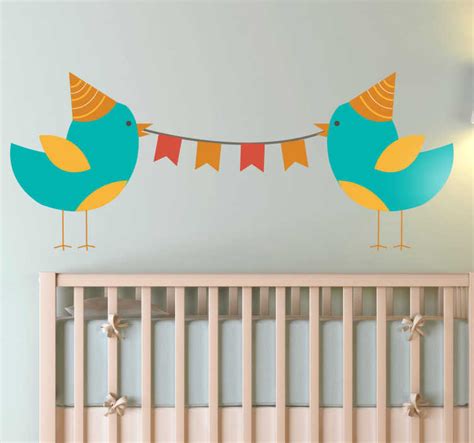 Sticker enfant oiseaux fête TenStickers