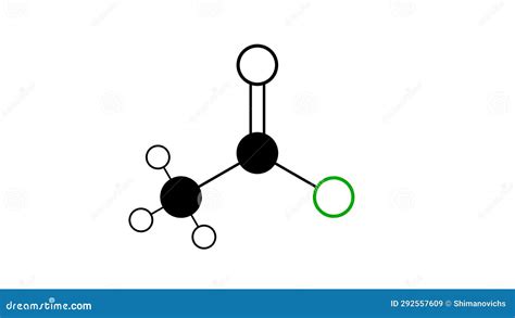 Molécula De Cloruro De Acetilo Modelo De Balanceo De Fórmula Química