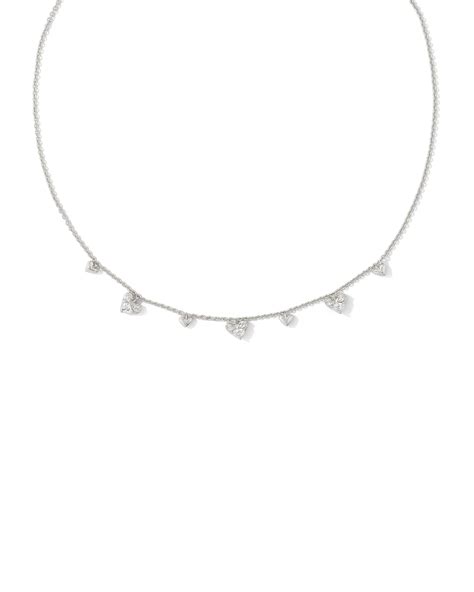 Haven Silver Heart Crystal Choker Necklace In White Crystal Kendra Scott