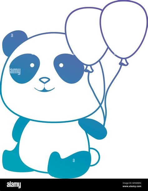 Cute Panda Bear With Balloons Air Character Stock Vector Image Art